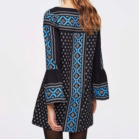 Loft Petite Mosaic Bell Sleeve Dress - Picture 2 of 7